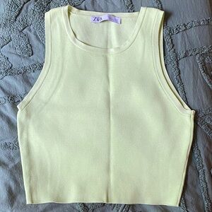 Zara Women's Light Yellow Tank Top
